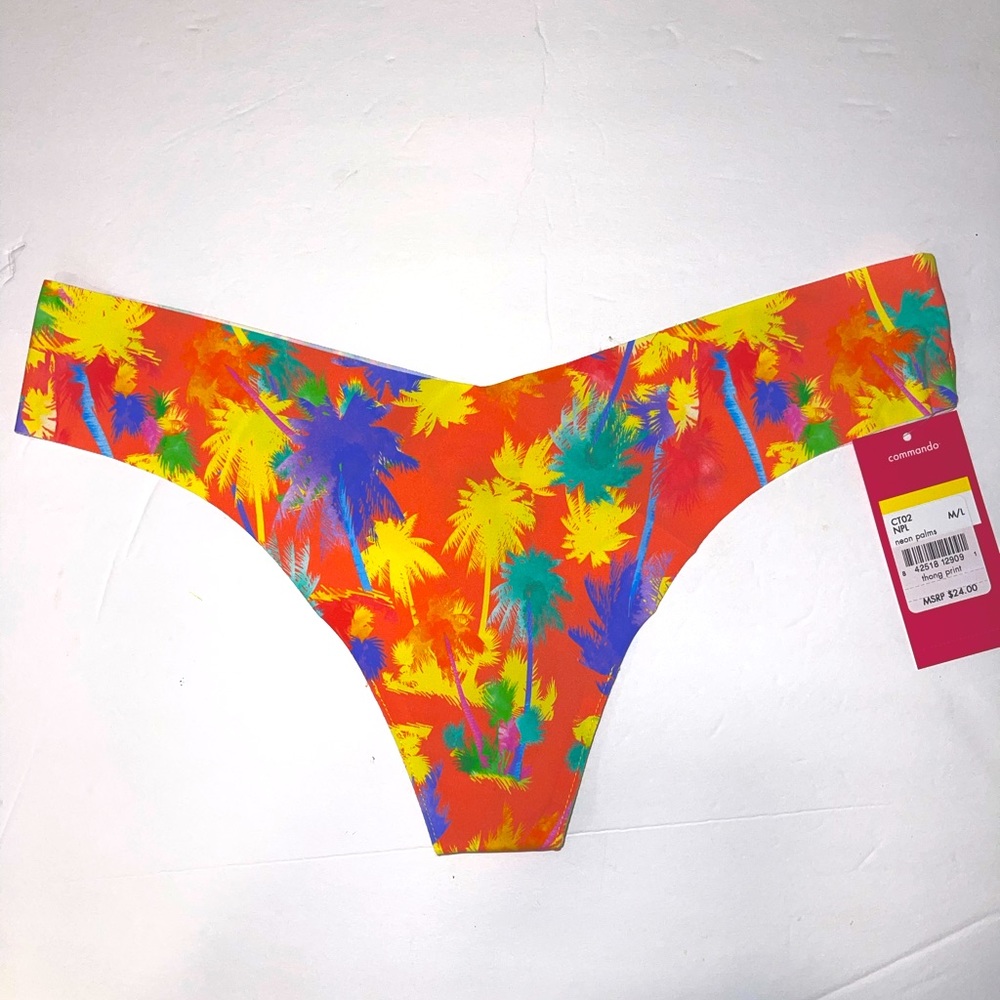 NWT Commando Neon Palms Print Thong